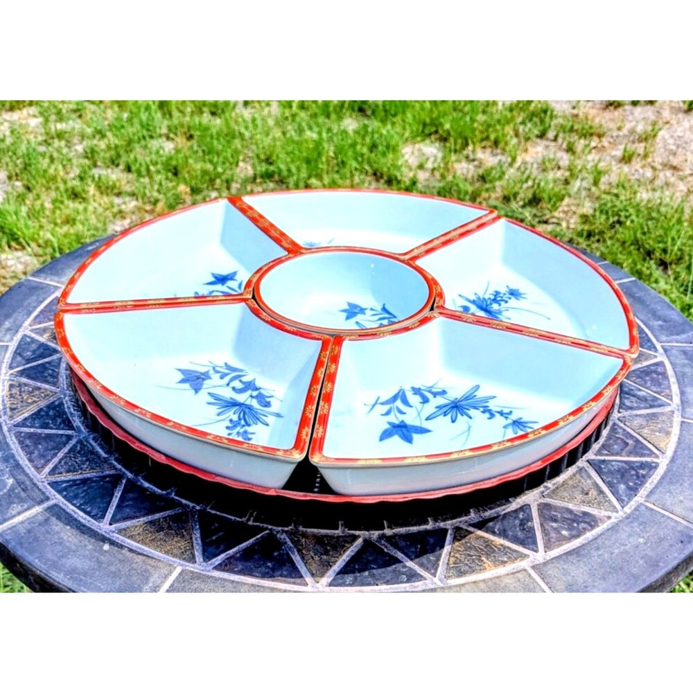 Kyoto Mizuka Ceramic Rotating Serving Plate Hand-Rolled Sushi Hors D'Oeuvres EUC